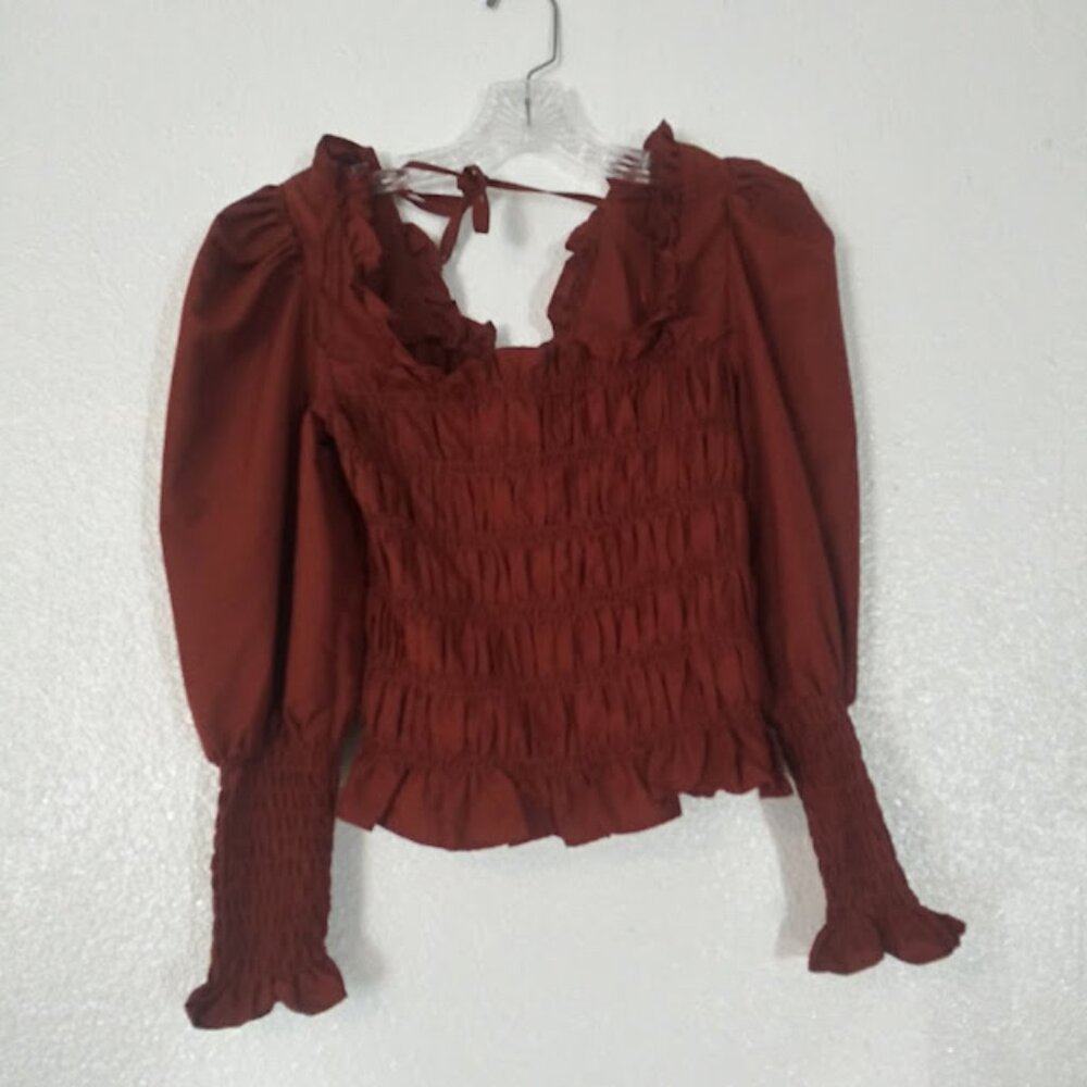 Milk & Honey women's size M rust colored long sleeve blouse